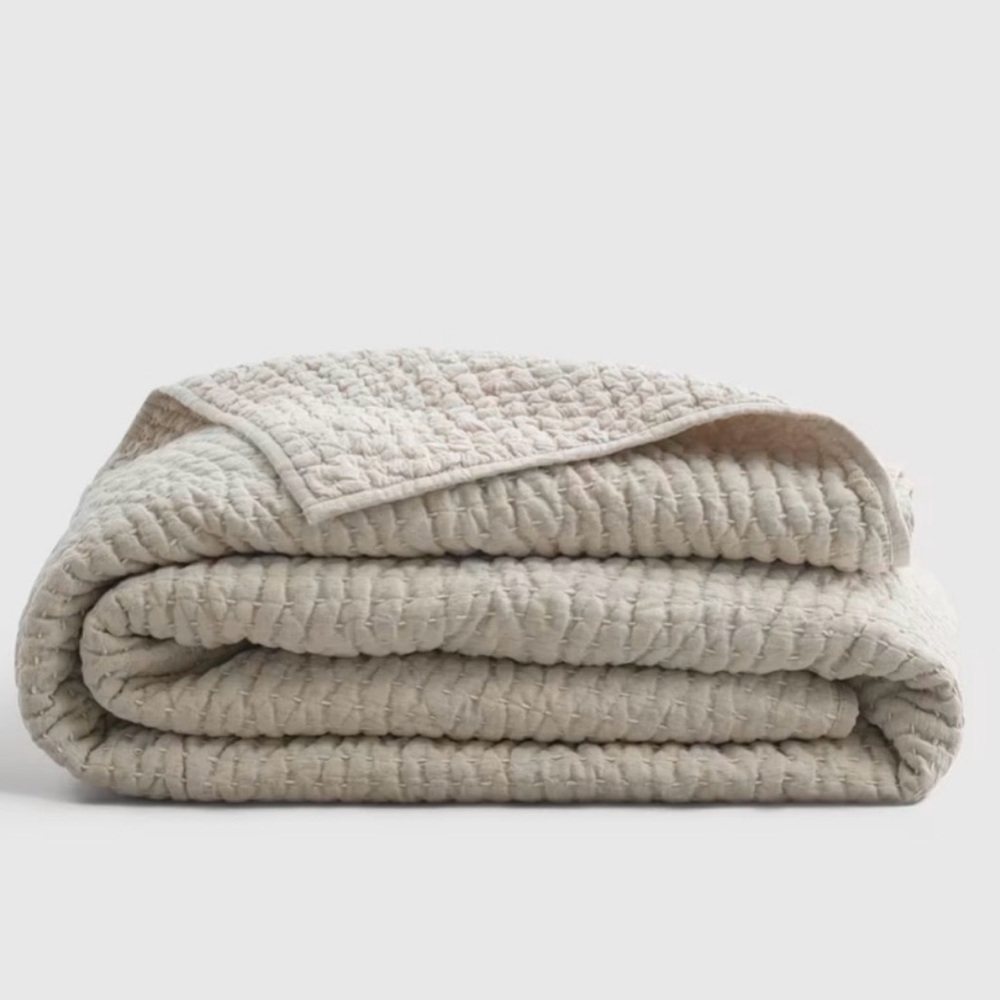 NWOT QUINCE European Linen Cotton Stitch Quilt King/Cal King Natural